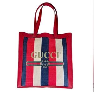 Gucci Sylvie stripe tote bag large